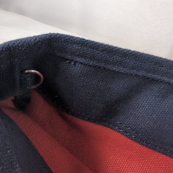 Tommy Hilfiger Tote Bag Matching Pouch Set Red Navy Blue Stripe Straps Large - Picture 11 of 13